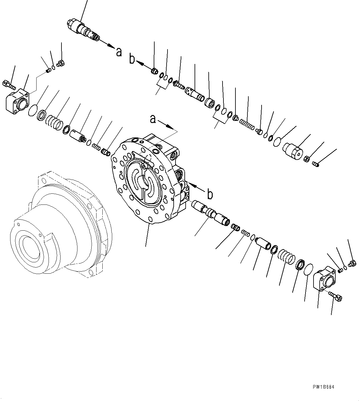 Komatsu parts book diagram for PC800SE-8E0 S/N 67001-UP: TRACK FRAME, INNER PARTS, TRAVEL MOTOR, L.H. (2/4)(#67001-)