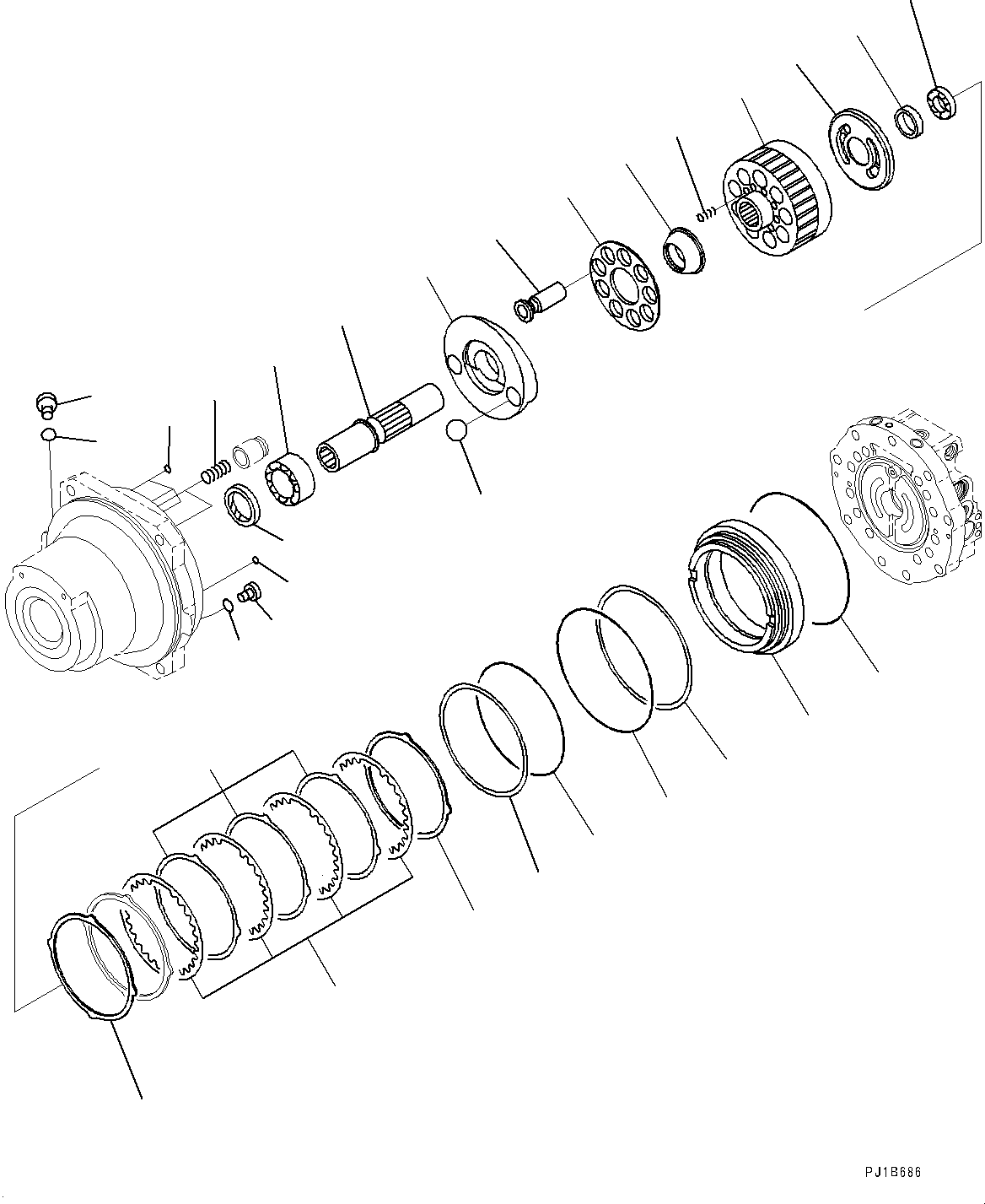 Komatsu parts book diagram for PC800SE-8E0 S/N 67001-UP: TRACK FRAME, INNER PARTS, TRAVEL MOTOR, L.H. (4/4)(#67001-)
