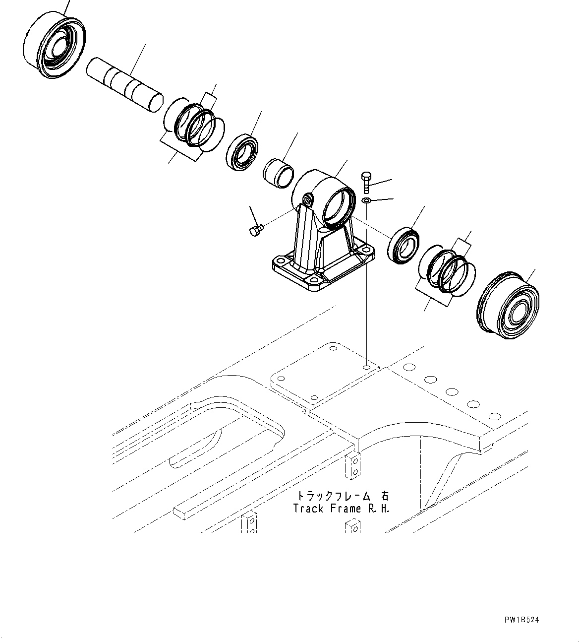 Komatsu parts book diagram for PC800SE-8E0 S/N 67001-UP: TRACK FRAME, CARRIER ROLLER, R.H.(#67001-)
