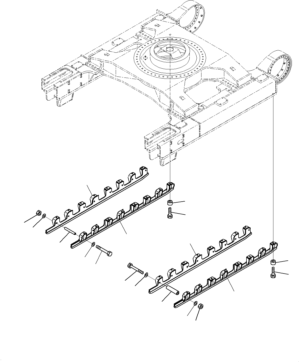 Komatsu parts book diagram for PC800SE-8E0 S/N 67001-UP: TRACK ROLLER GUARD, (#65001-)
