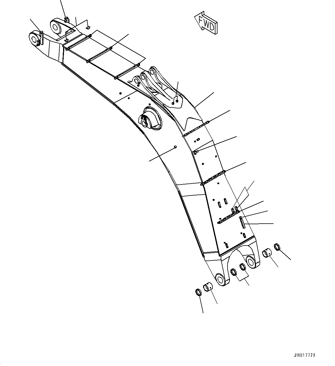 Komatsu parts book diagram for PC800SE-8E0 S/N 67001-UP: BOOM, BOOM AND BUSHING (7100MM, SE)(#65001-)