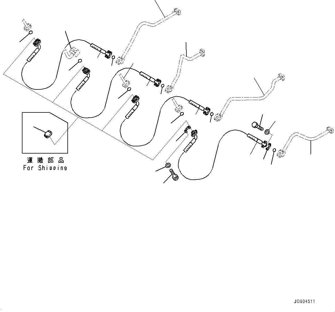 Komatsu parts book diagram for PC800SE-8E0 S/N 67001-UP: BOOM, HOSE(#65001-65406)