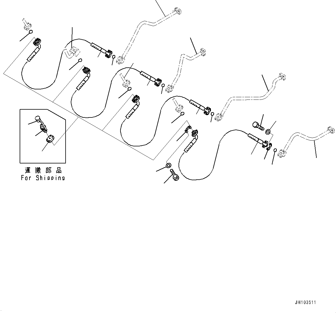 Komatsu parts book diagram for PC800SE-8E0 S/N 67001-UP: BOOM, HOSE(#65407-)