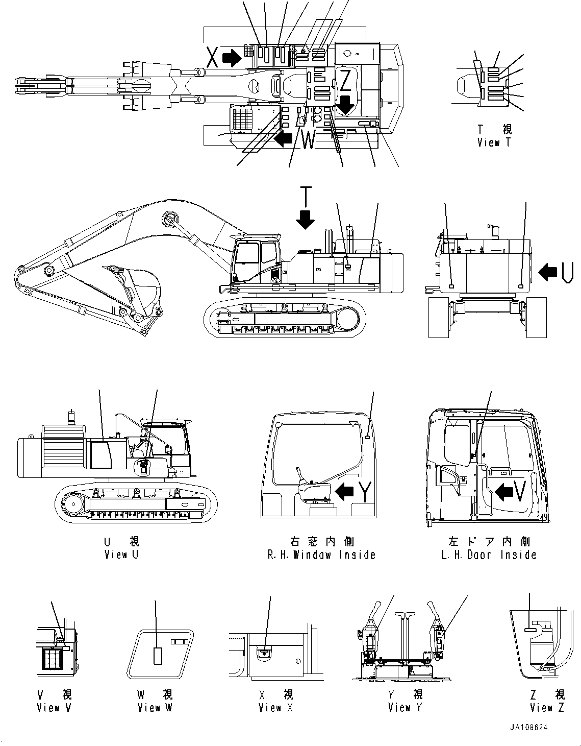 Komatsu parts book diagram for PC800SE-8E0 S/N 67001-UP: MARKS AND PLATES, SLIP-PROOF SHEET AND SYMBOL MARK(#65001-)
