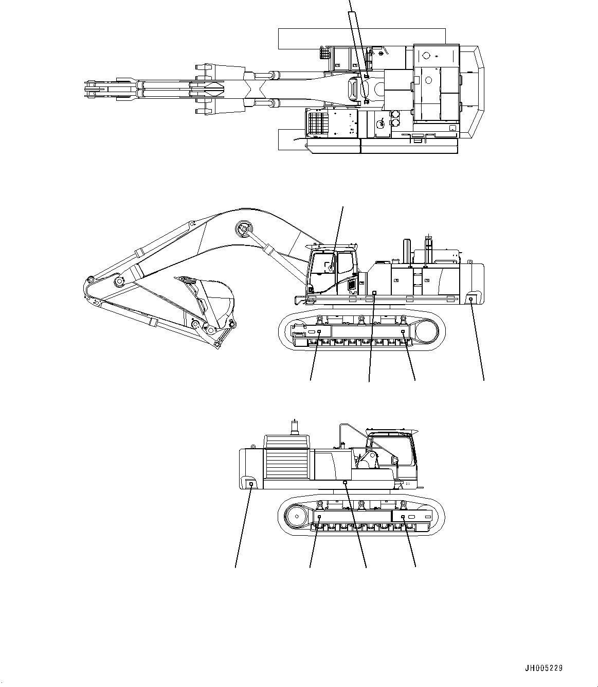 Komatsu parts book diagram for PC800SE-8E0 S/N 67001-UP: BALANCING POSITION AND LIFT POINT MARK, (#65001-)
