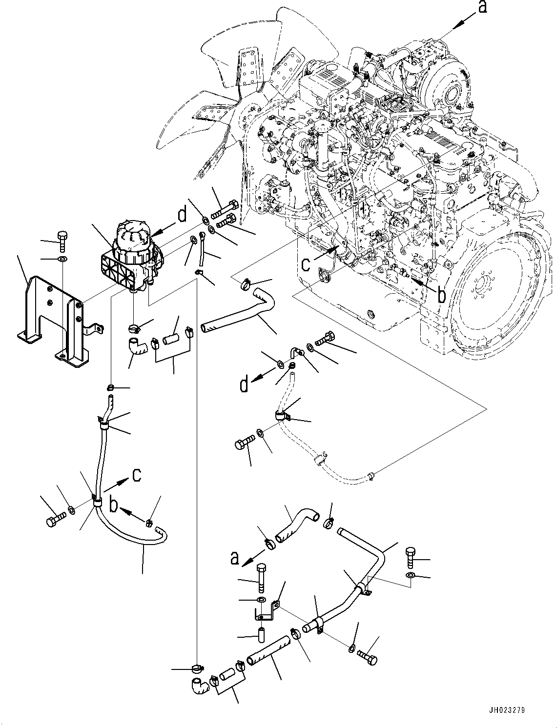 Komatsu parts book diagram for PC360LCI-11 S/N 94001-UP (For KAL): ENGINE MOUNTING, KOMATSU CLOSED CRANKCASE VENTILATION (KCCV) PIPING(#90156-92097)