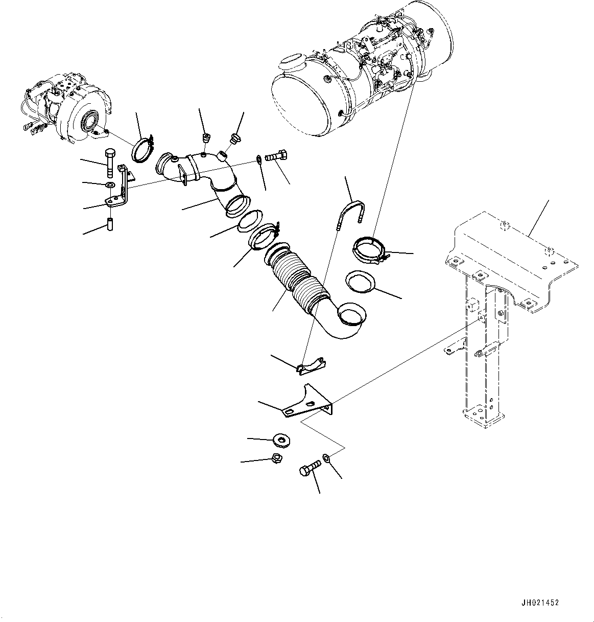 Komatsu parts book diagram for PC360LCI-11 S/N 94001-UP (For KAL): EXHAUST, TUBE AND BRACKET(#90001-)