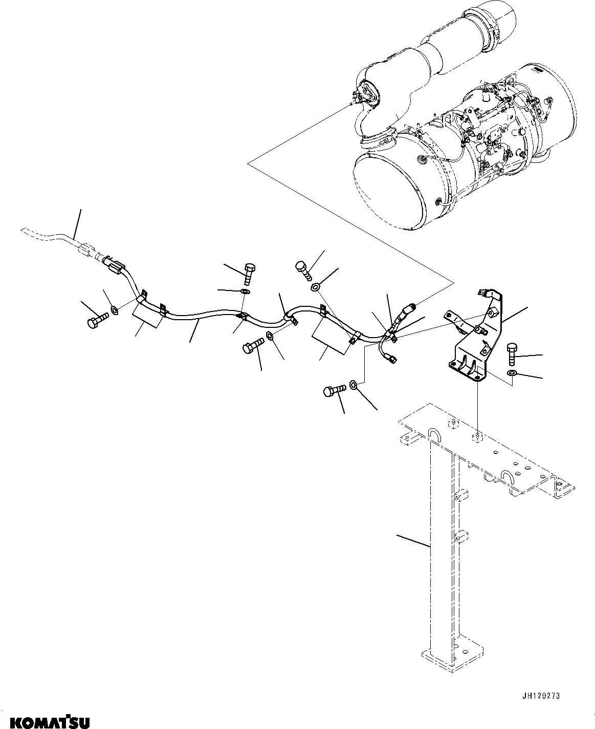 Komatsu parts book diagram for PC360LCI-11 S/N 94001-UP (For KAL): EXHAUST, HOSE AND CLAMP (1/2)(#92855-)
