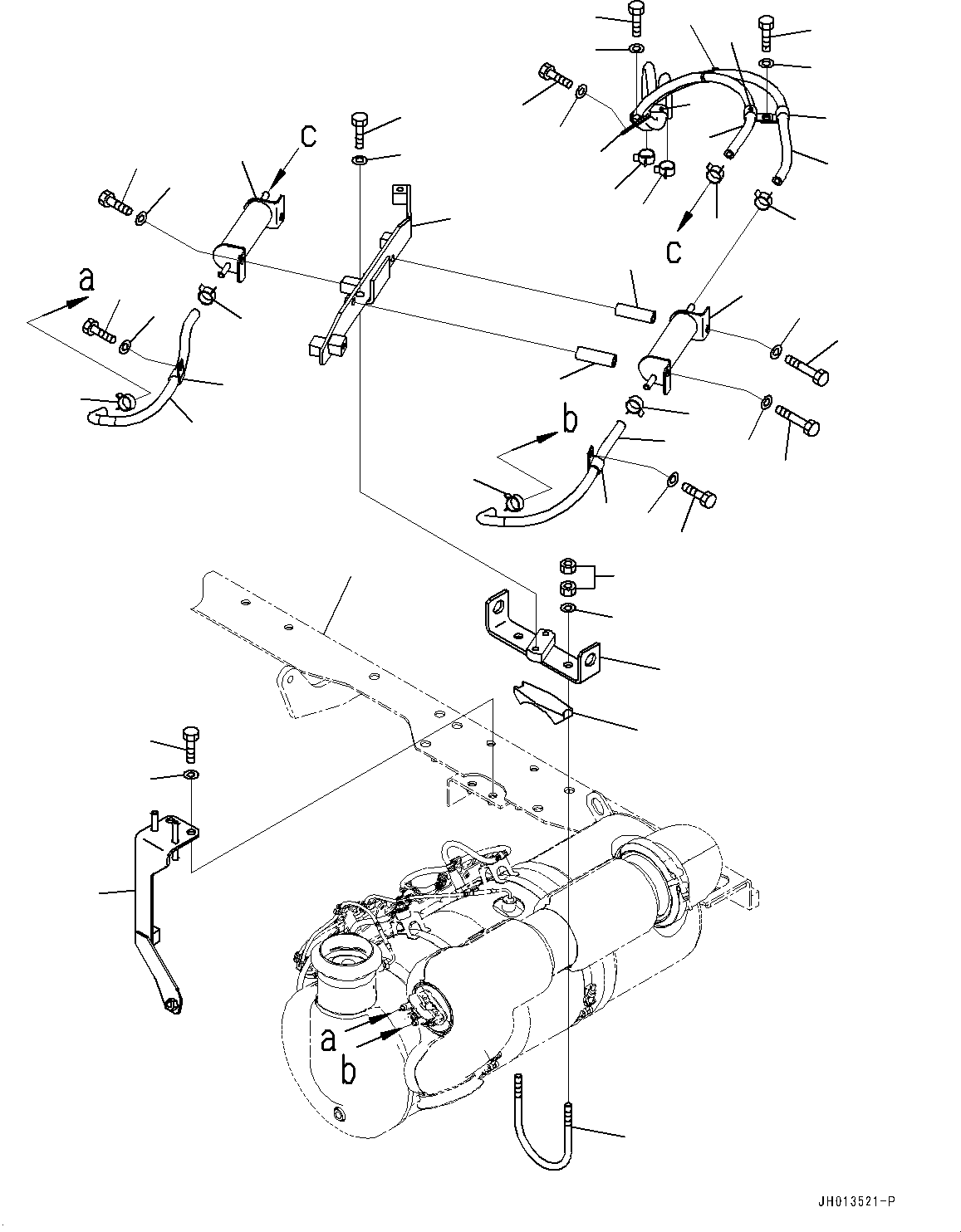 Komatsu parts book diagram for PC360LCI-11 S/N 94001-UP (For KAL): EXHAUST, HOSE AND CLAMP (2/2)(#90156-)