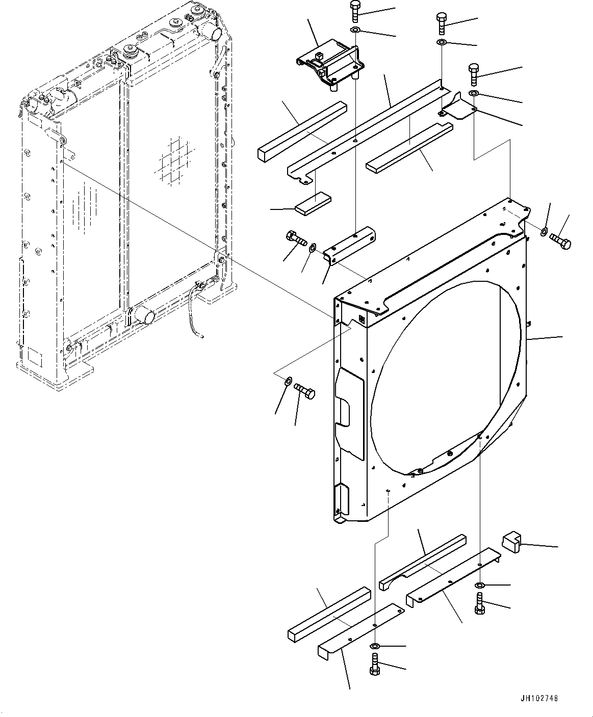 Komatsu parts book diagram for PC360LCI-11 S/N 94001-UP (For KAL): COOLING SYSTEM, SHROUD(#92616-)