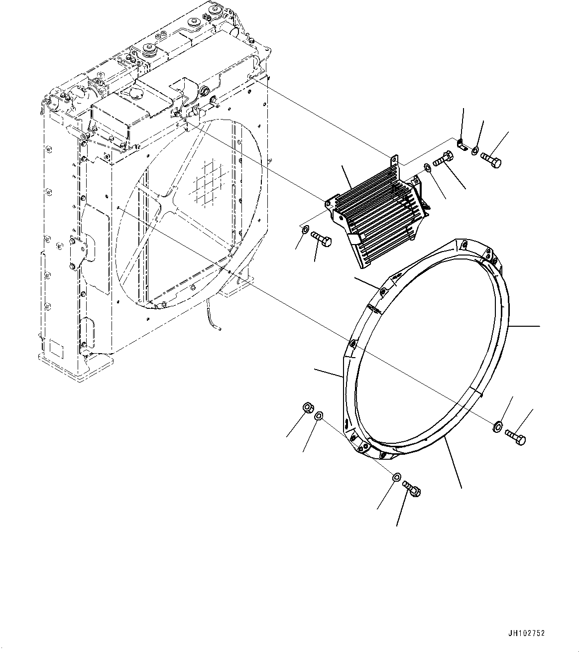 Komatsu parts book diagram for PC360LCI-11 S/N 94001-UP (For KAL): COOLING SYSTEM, GUARD AND SHROUD(#92616-)