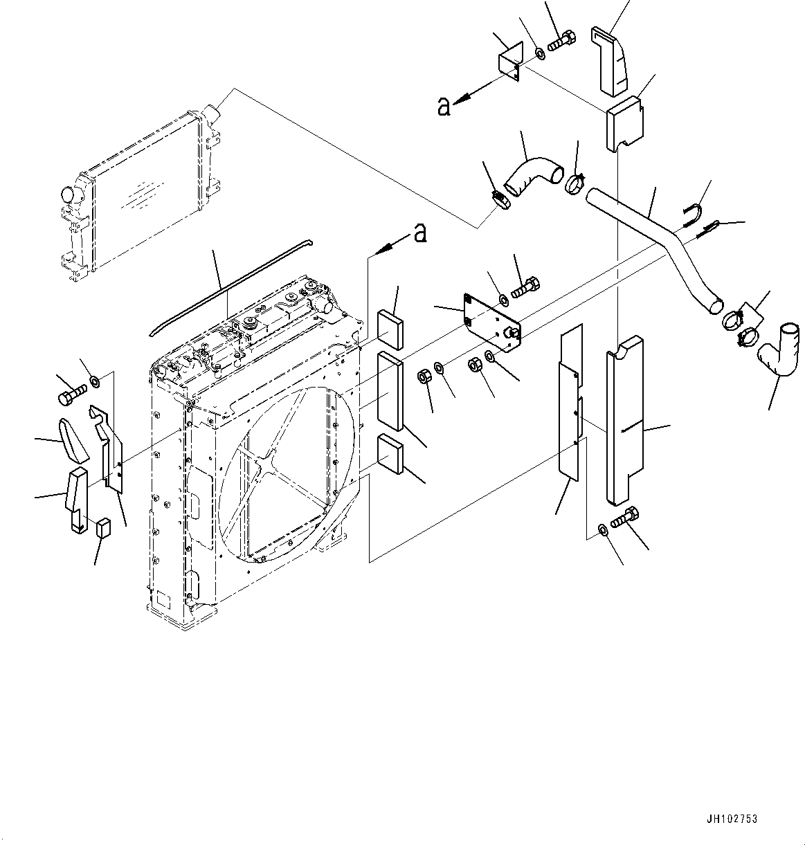 Komatsu parts book diagram for PC360LCI-11 S/N 94001-UP (For KAL): COOLING SYSTEM, AIR PIPING AND COVER(#92616-)