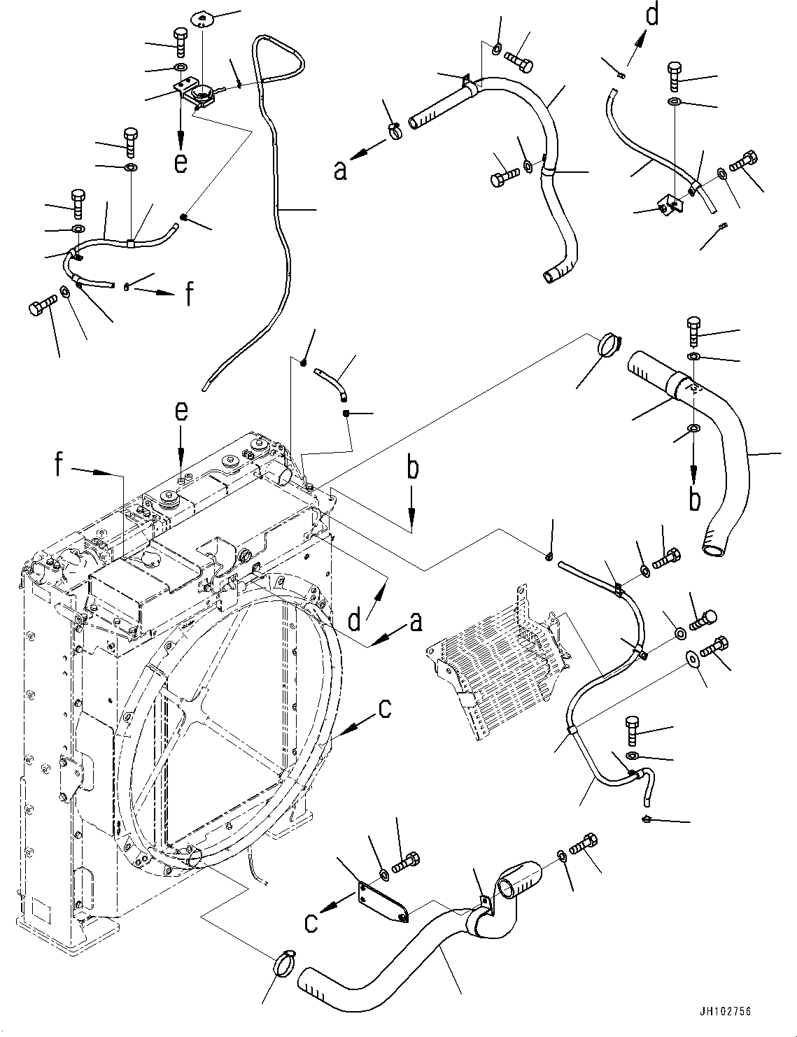 Komatsu parts book diagram for PC360LCI-11 S/N 94001-UP (For KAL): COOLING SYSTEM, RADIATOR PIPING(#92616-)