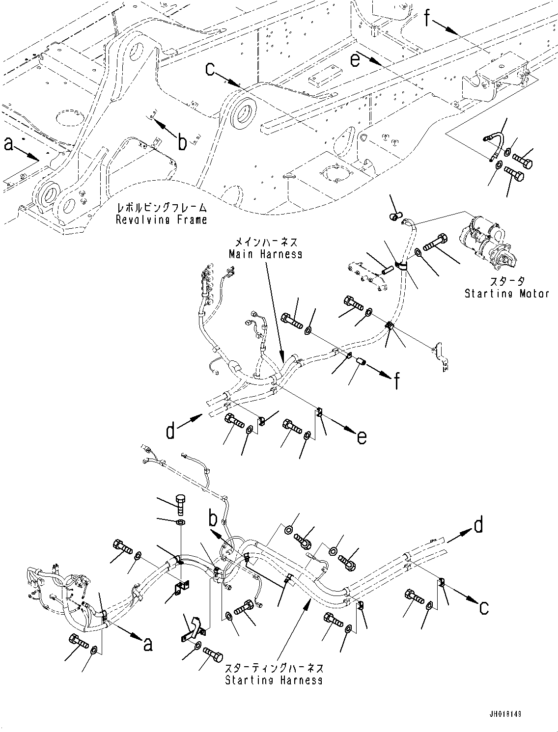 Komatsu parts book diagram for PC360LCI-11 S/N 94001-UP (For KAL): ELECTRIC WIRING HARNESS, STARTING WIRING HARNESS CLAMP(#92346-)