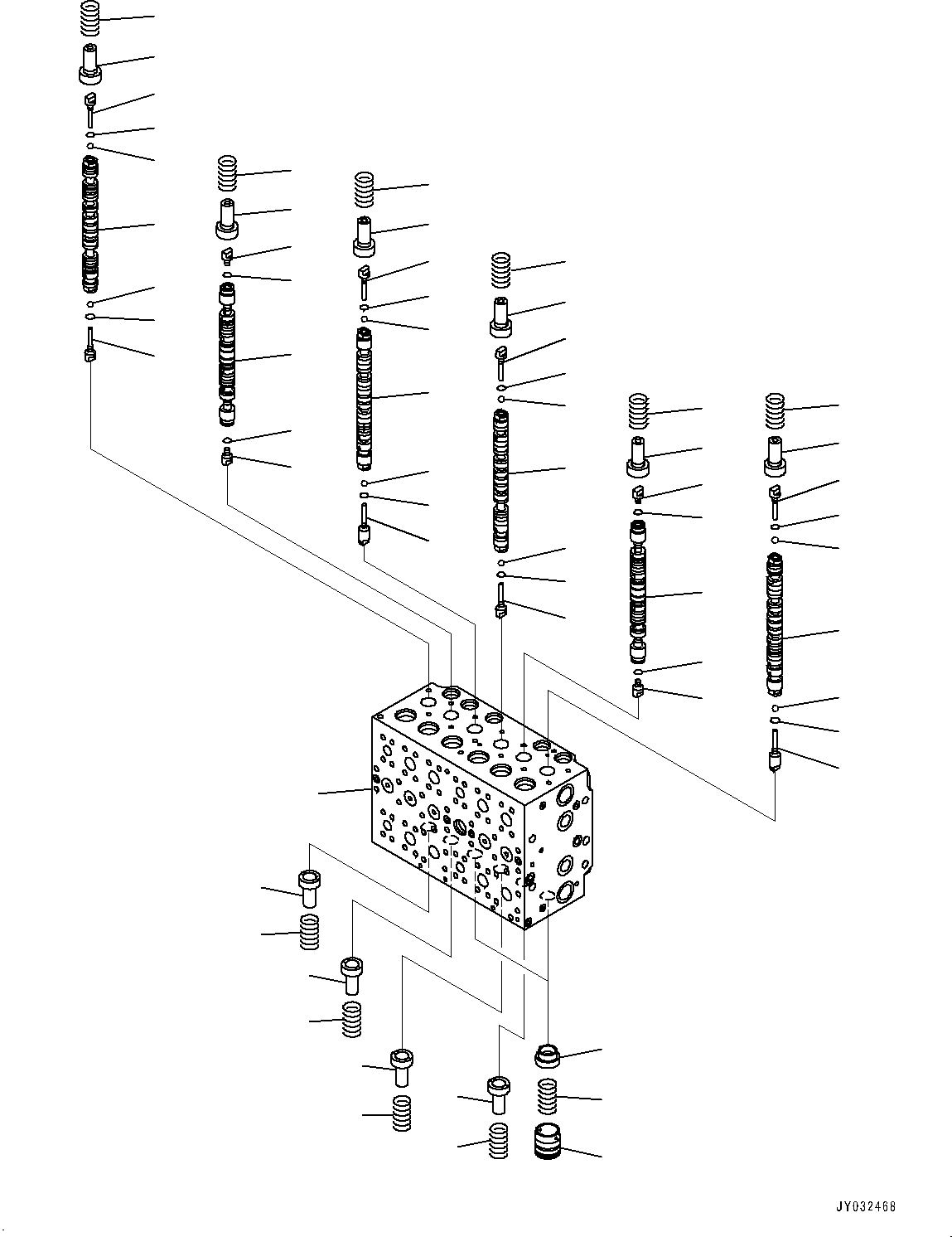 Komatsu parts book diagram for PC360LCI-11 S/N 94001-UP (For KAL): CONTROL VALVE, 9-SPOOL (1/26)(#90001-)