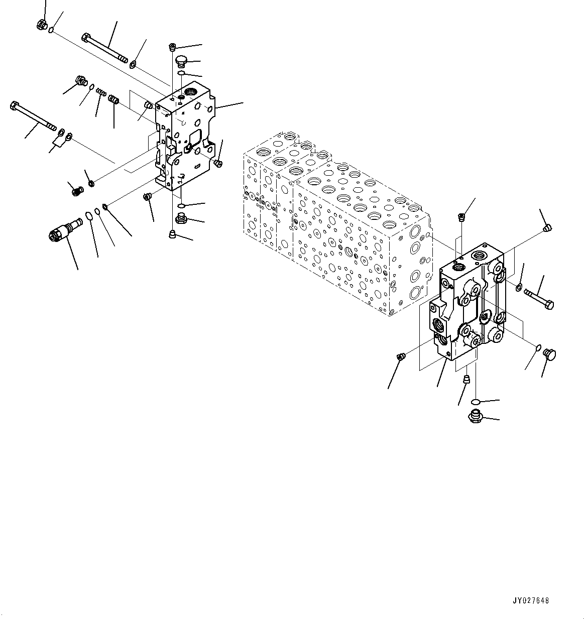 Komatsu parts book diagram for PC360LCI-11 S/N 94001-UP (For KAL): CONTROL VALVE, 9-SPOOL (8/26)(#90001-)