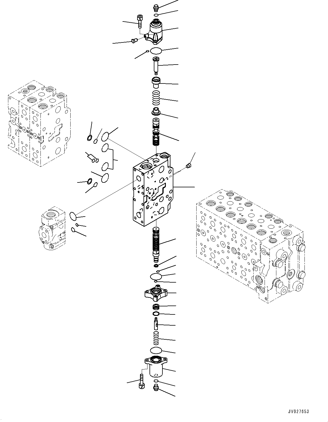 Komatsu parts book diagram for PC360LCI-11 S/N 94001-UP (For KAL): CONTROL VALVE, 9-SPOOL (16/26)(#90001-)