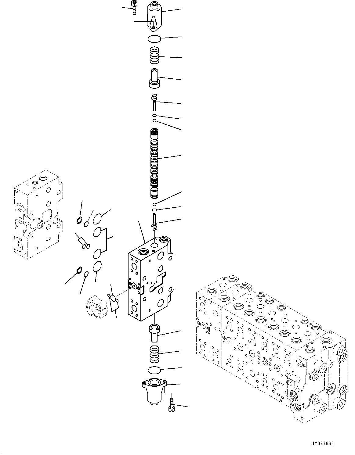 Komatsu parts book diagram for PC360LCI-11 S/N 94001-UP (For KAL): CONTROL VALVE, 9-SPOOL (24/26)(#90001-)