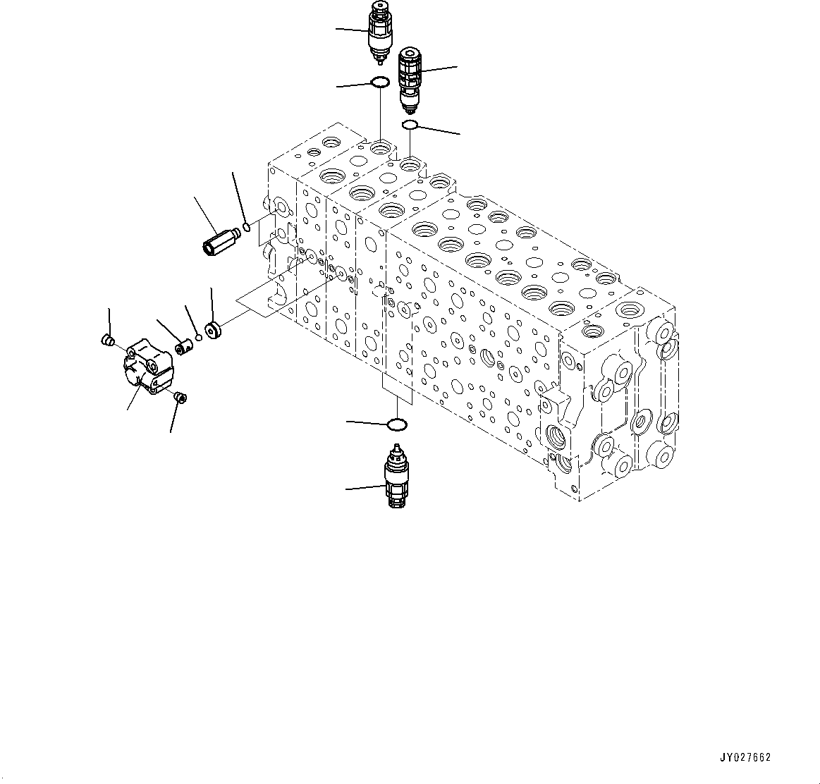 Komatsu parts book diagram for PC360LCI-11 S/N 94001-UP (For KAL): CONTROL VALVE, 9-SPOOL (26/26)(#90001-91361)