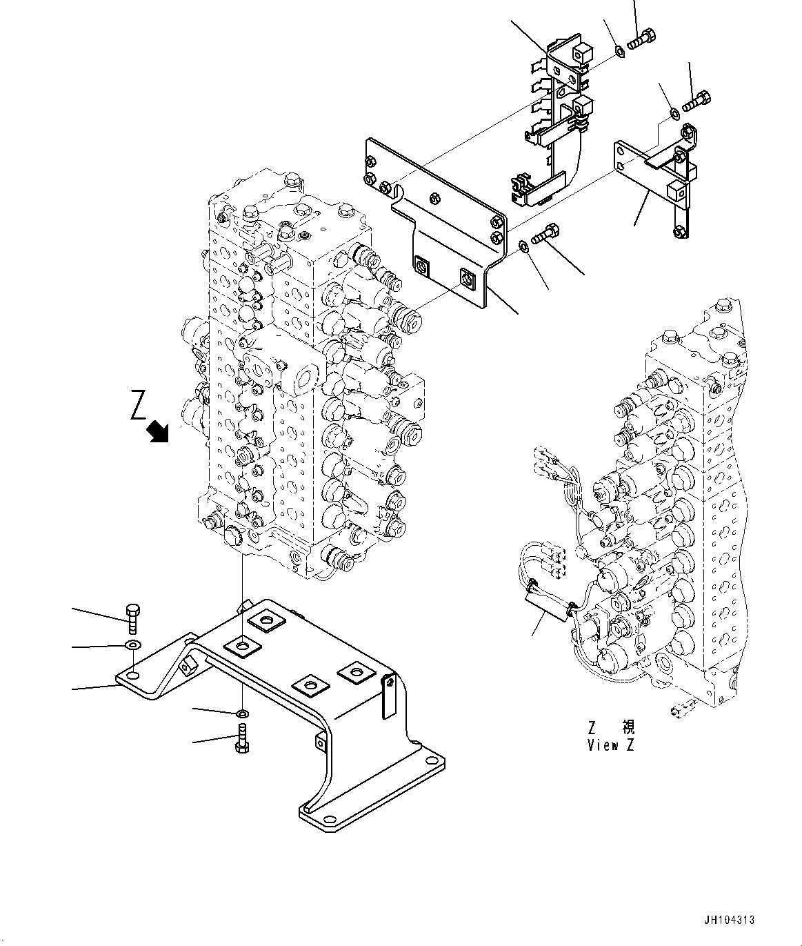Komatsu parts book diagram for PC360LCI-11 S/N 94001-UP (For KAL): CONTROL VALVE, BRACKET(#90001-)
