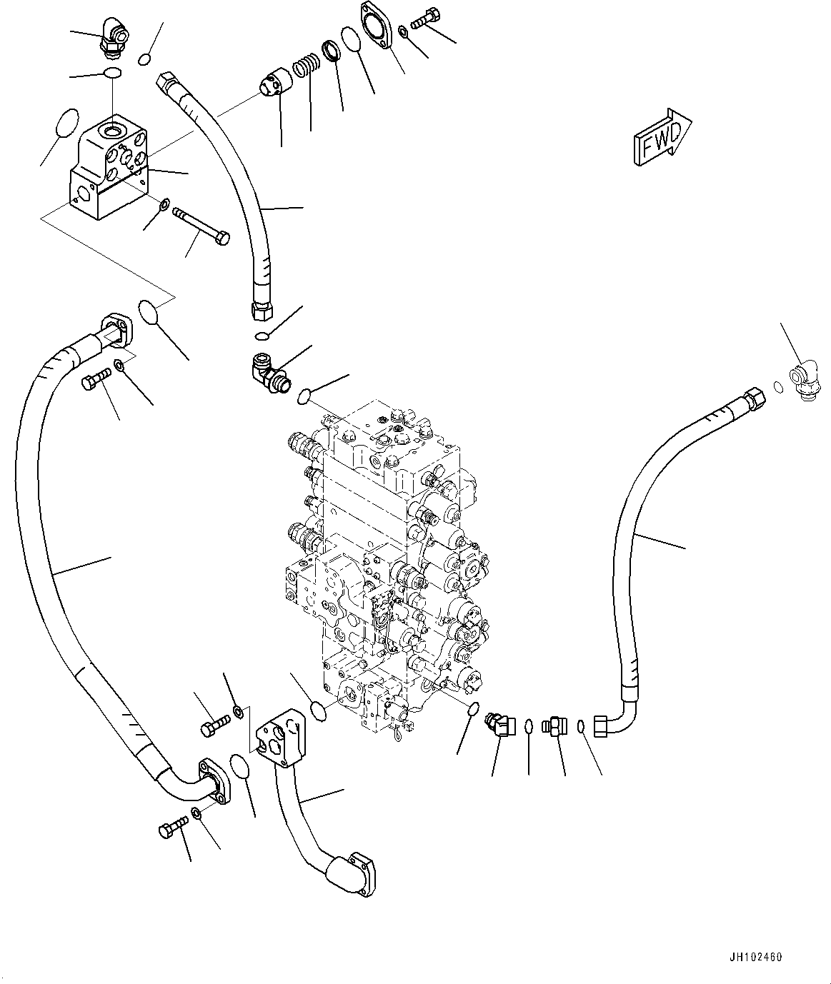 Komatsu parts book diagram for PC360LCI-11 S/N 94001-UP (For KAL): RETURN PIPING, (#90544-)