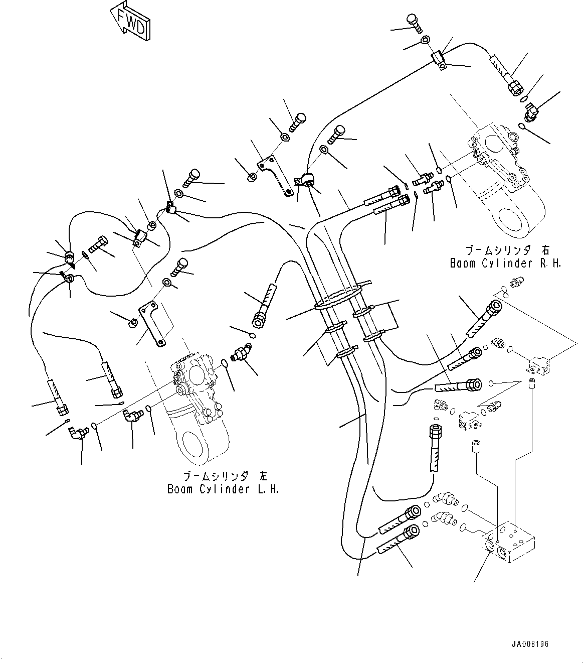 Komatsu parts book diagram for PC360LCI-11 S/N 94001-UP (For KAL): ANTI-DROP VALVE, BOOM ANTI-DROP VALVE PIPING(#90156-)
