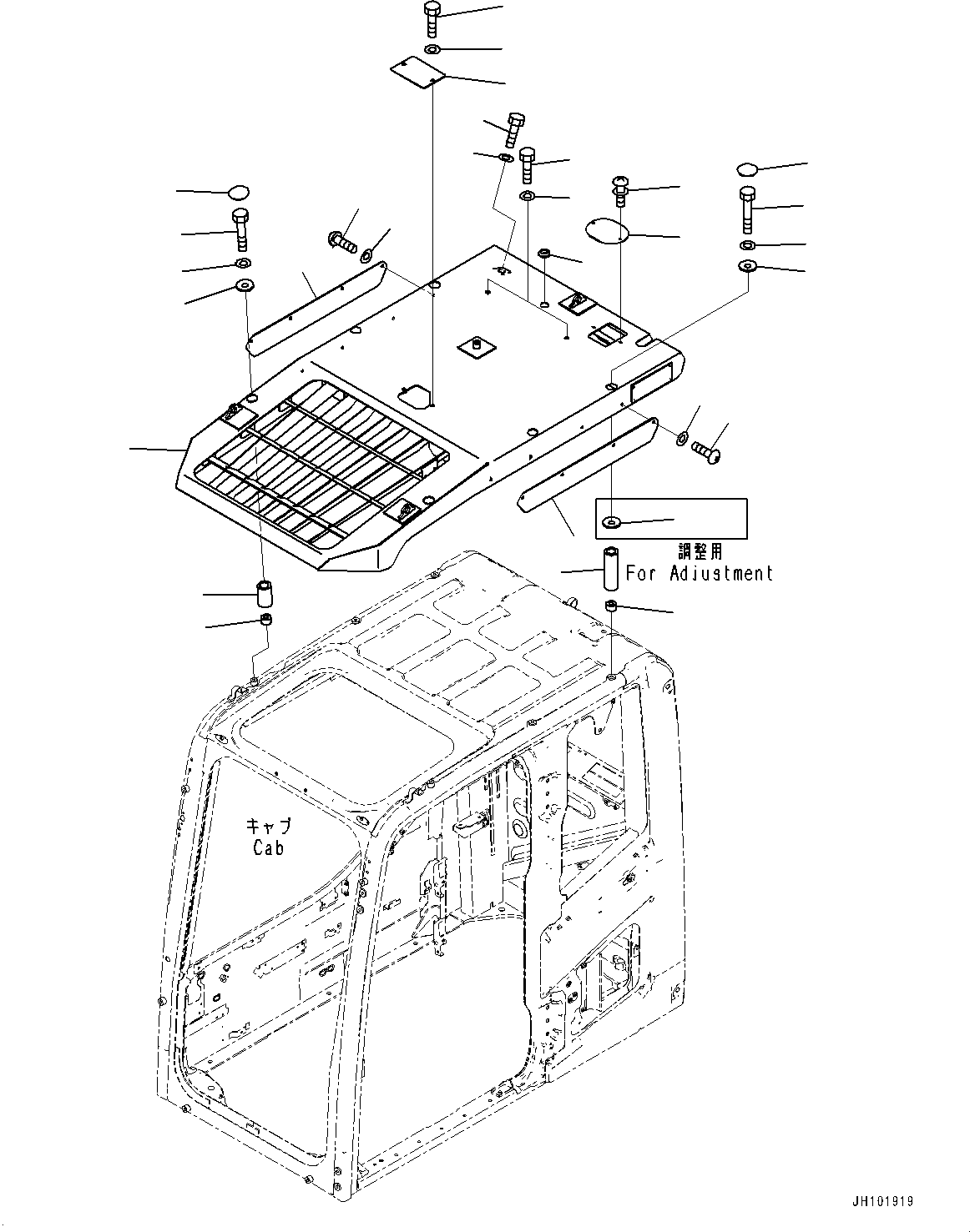 Komatsu parts book diagram for PC360LCI-11 S/N 94001-UP (For KAL): TOP GUARD, (#90156-92671)