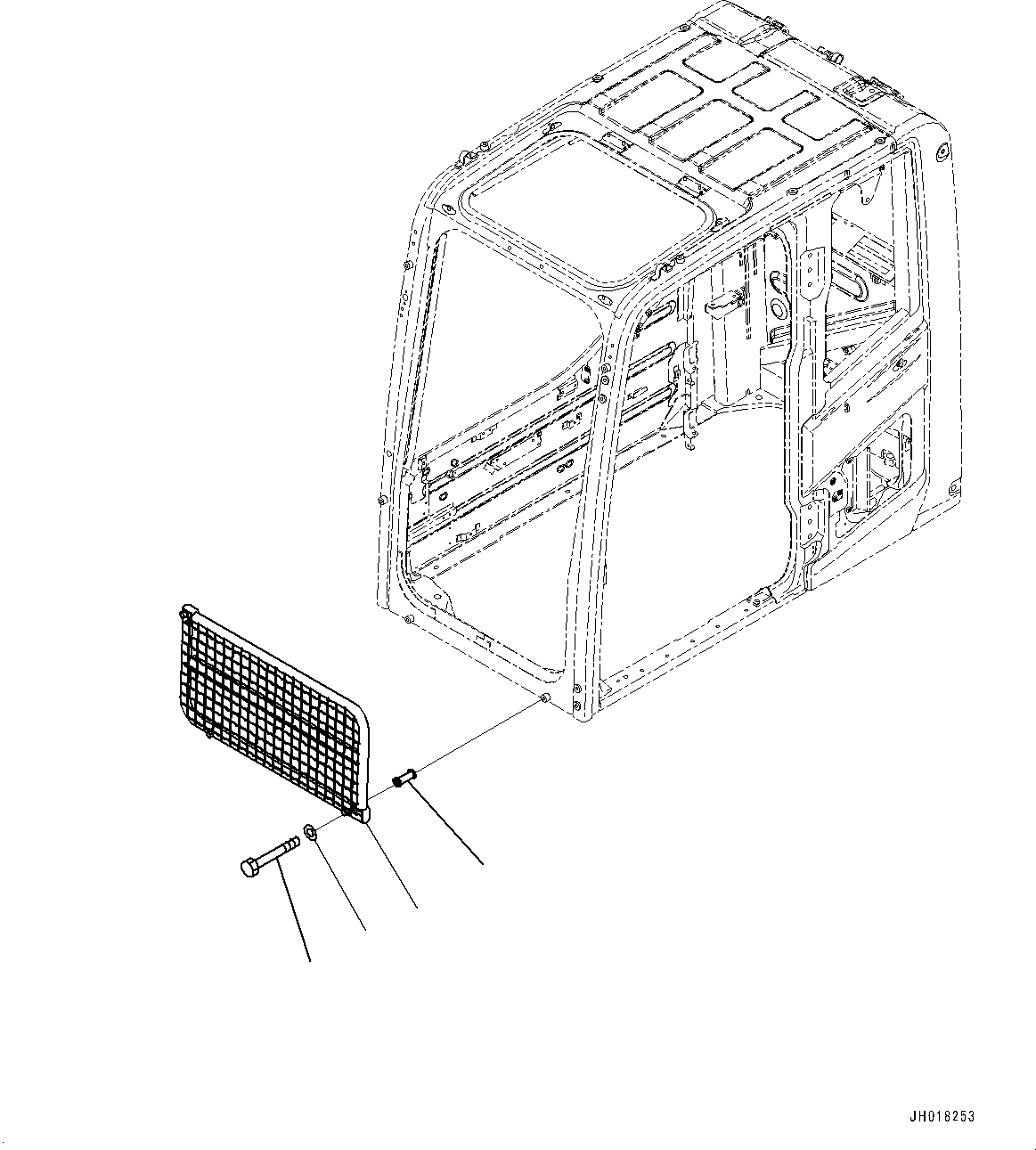 Komatsu parts book diagram for PC360LCI-11 S/N 94001-UP (For KAL): FRONT GUARD, (#90156-)