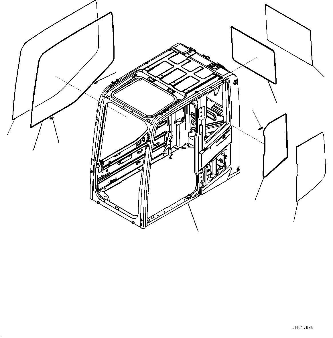 Komatsu parts book diagram for PC360LCI-11 S/N 94001-UP (For KAL): CAB, CAB BODY AND WINDOW(#94001-)
