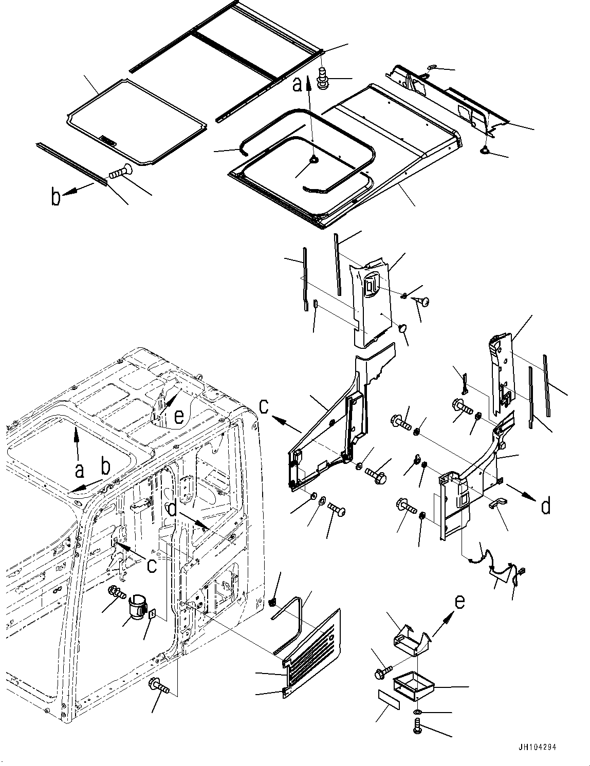 Komatsu parts book diagram for PC360LCI-11 S/N 94001-UP (For KAL): CAB, ROOF COVER, HANGER, DRINK HOLDER AND AIR INTAKE(#94001-)