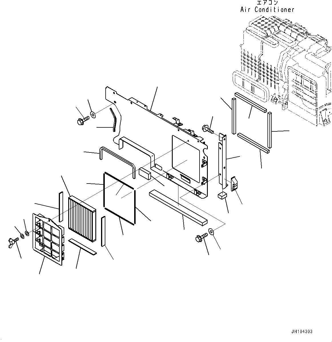 Komatsu parts book diagram for PC360LCI-11 S/N 94001-UP (For KAL): CAB, CAB IN PARTS, PARTITION AND RECIRCULATION AIR FILTER(#94001-)
