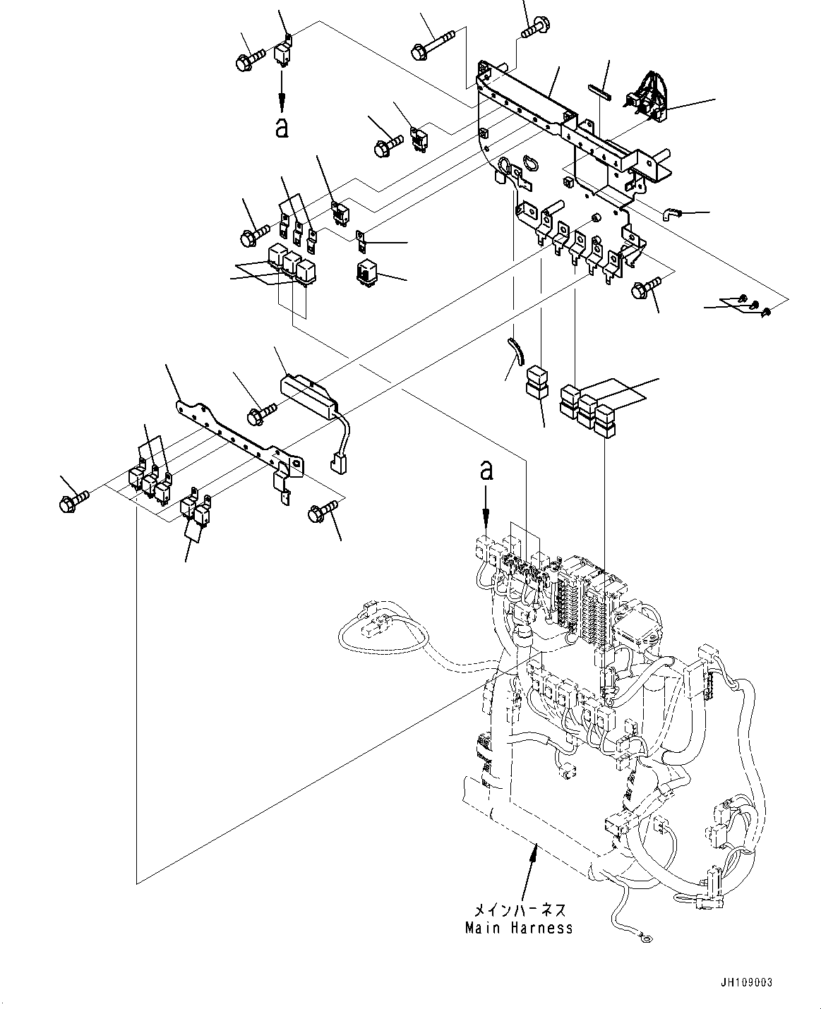 Komatsu parts book diagram for PC360LCI-11 S/N 94001-UP (For KAL): CAB, CAB IN PARTS, SUB PLATE AND RELAY(#94001-)