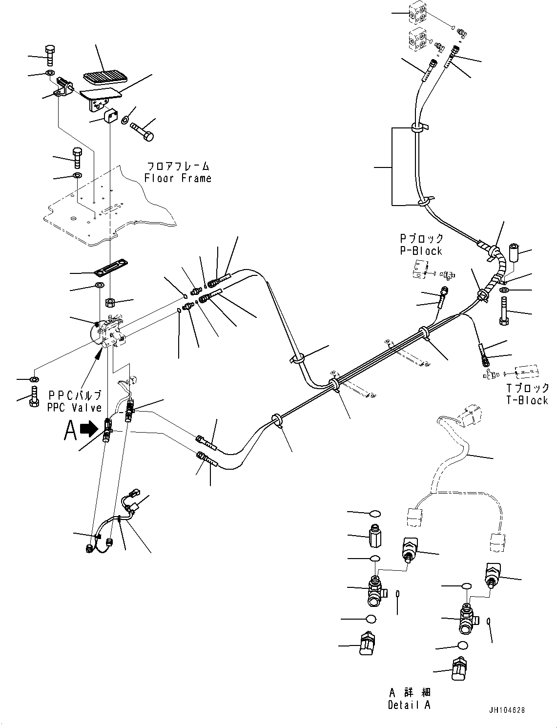 Komatsu parts book diagram for PC360LCI-11 S/N 94001-UP (For KAL): CAB, FLOOR, 1ST ATTACHMENT CONTROL(#94001-)
