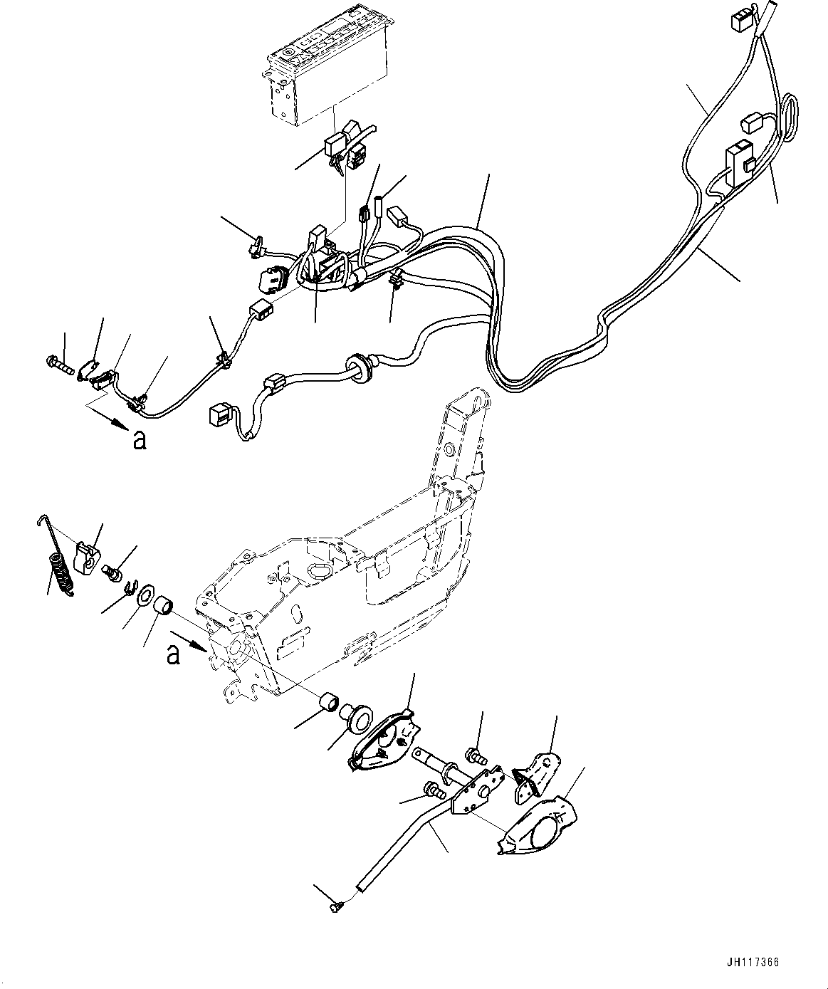 Komatsu parts book diagram for PC360LCI-11 S/N 94001-UP (For KAL): CAB, FLOOR, WORK EQUIPMENT LOCK LEVER(#94001-)