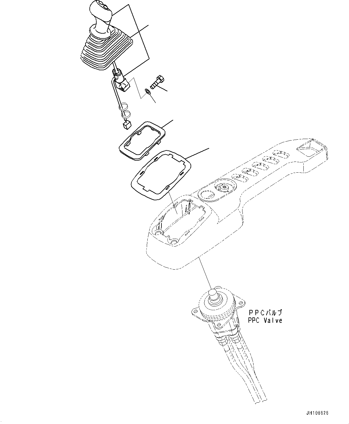 Komatsu parts book diagram for PC360LCI-11 S/N 94001-UP (For KAL): CAB, FLOOR, WORK EQUIPMENT CONTROL LEVER, R.H.(#94001-)