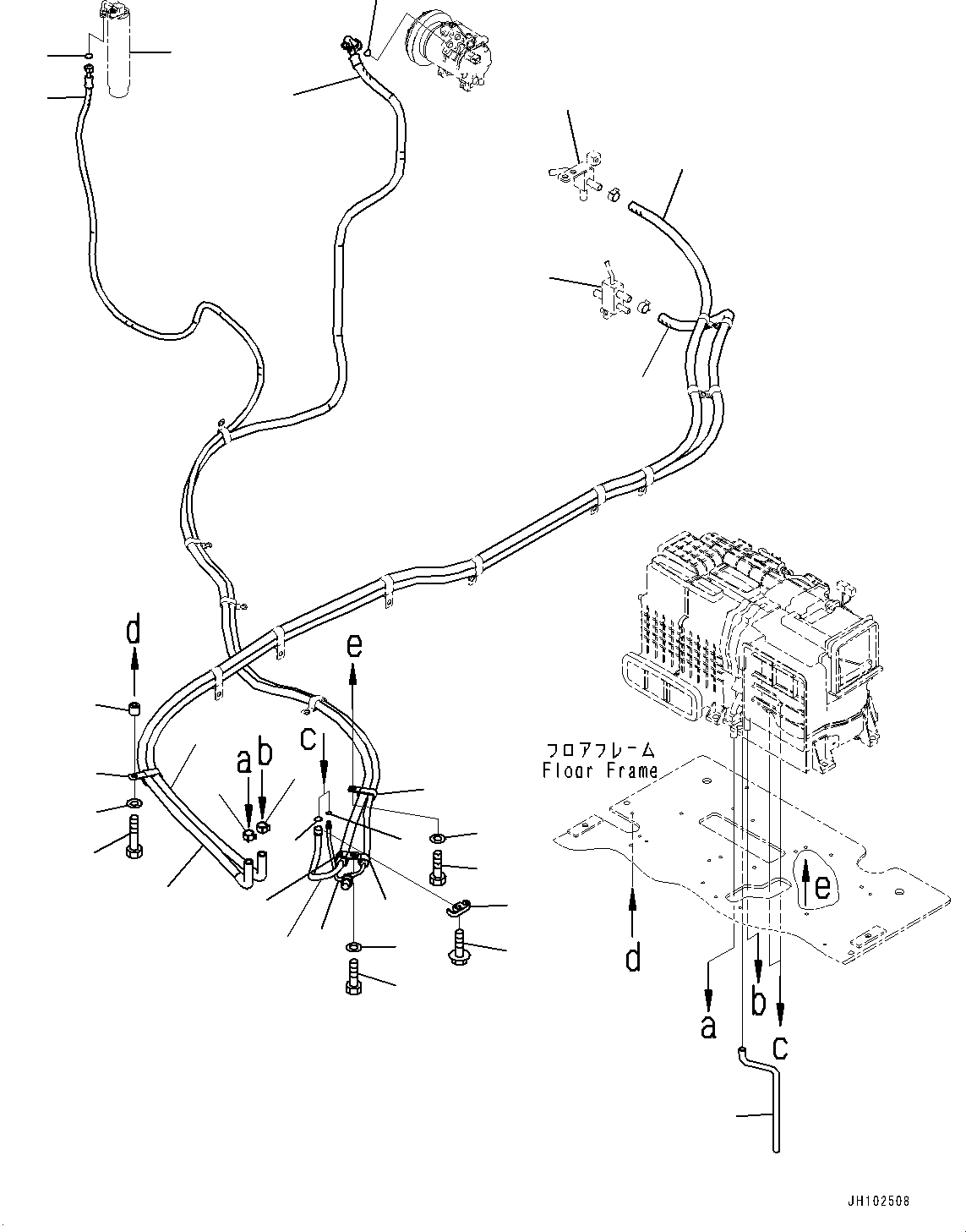Komatsu parts book diagram for PC360LCI-11 S/N 94001-UP (For KAL): CAB, FLOOR, AIR CONDITIONER PIPING(#94001-)