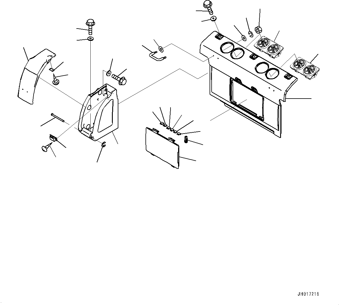 Komatsu parts book diagram for PC360LCI-11 S/N 94001-UP (For KAL): CAB, REAR COVER(#94001-)