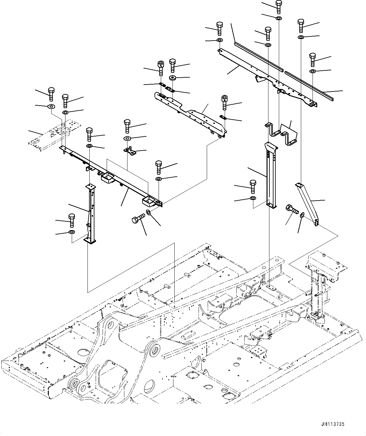 Komatsu parts book diagram for PC360LCI-11 S/N 94001-UP (For KAL): FRAME, (#92076-)