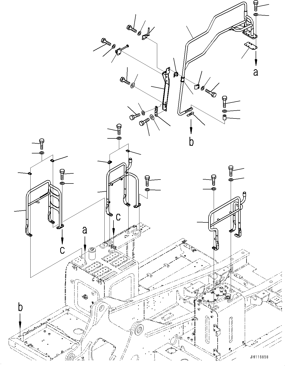 Komatsu parts book diagram for PC360LCI-11 S/N 94001-UP (For KAL): HANDRAIL, (1/3)(#92346-)