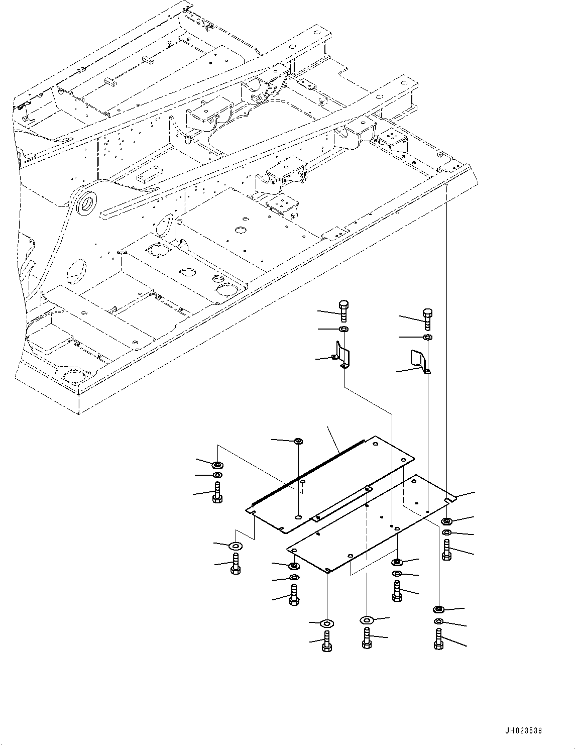 Komatsu parts book diagram for PC360LCI-11 S/N 94001-UP (For KAL): UNDER COVER, (2/4)(#90156-)
