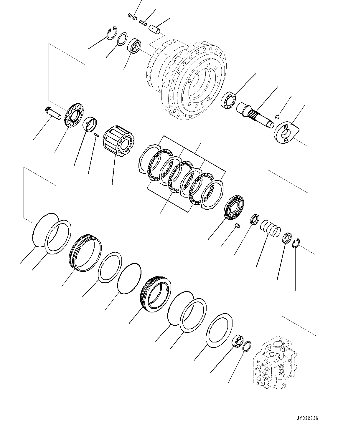 Komatsu parts book diagram for PC360LCI-11 S/N 94001-UP (For KAL): TRAVEL MOTOR AND FINAL DRIVE, TRAVEL MOTOR, R.H. (2/3)(#90512-)