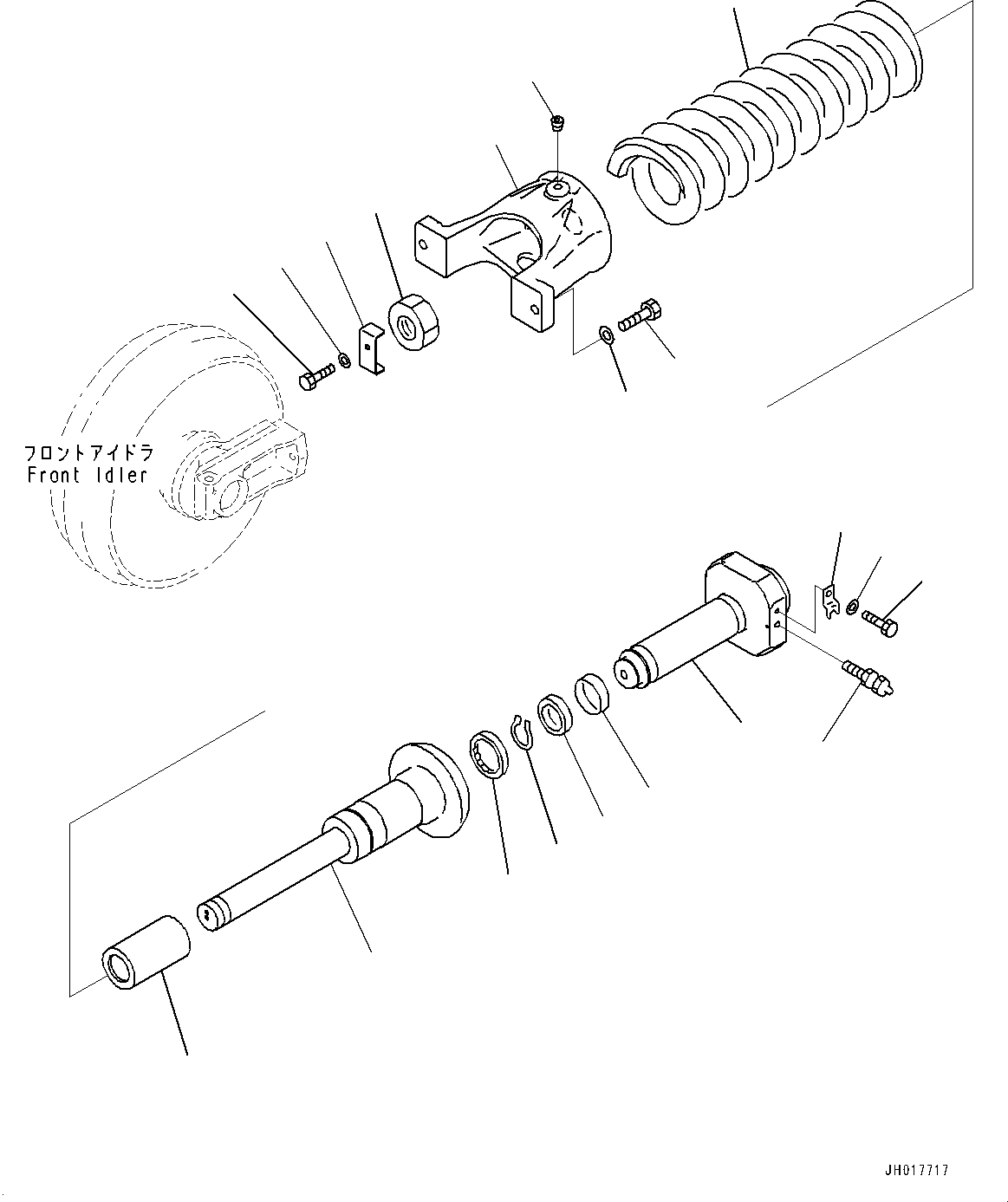 Komatsu parts book diagram for PC360LCI-11 S/N 94001-UP (For KAL): FRONT IDLER AND IDLER CUSHION, IDLER CUSHION(#91651-)