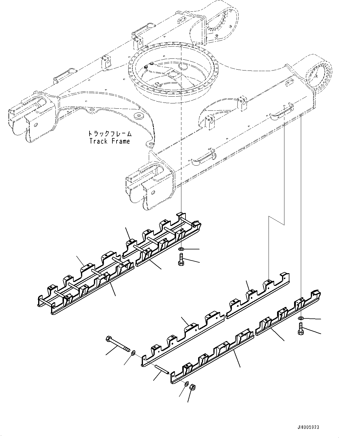 Komatsu parts book diagram for PC360LCI-11 S/N 94001-UP (For KAL): TRACK ROLLER GUARD, (#90156-)