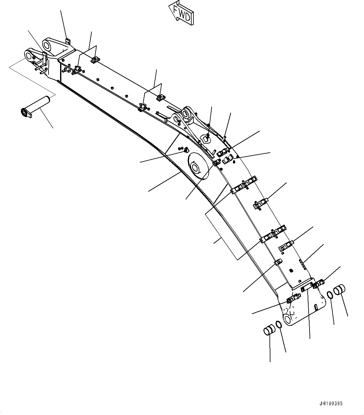 Komatsu parts book diagram for PC360LCI-11 S/N 94001-UP (For KAL): BOOM, BOOM AND TOP PIN (6500MM HEAVY DUTY TYPE, 1-ATTACHMENT)(#94001-)