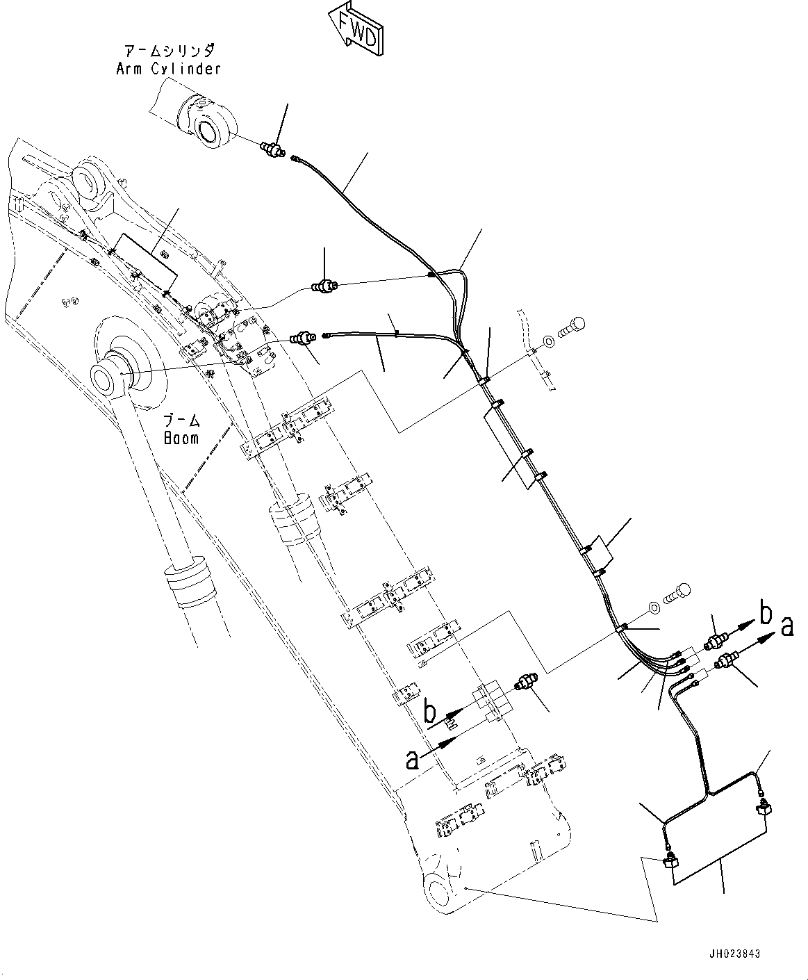 Komatsu parts book diagram for PC360LCI-11 S/N 94001-UP (For KAL): BOOM, LUBRICATION PIPING(#94001-)
