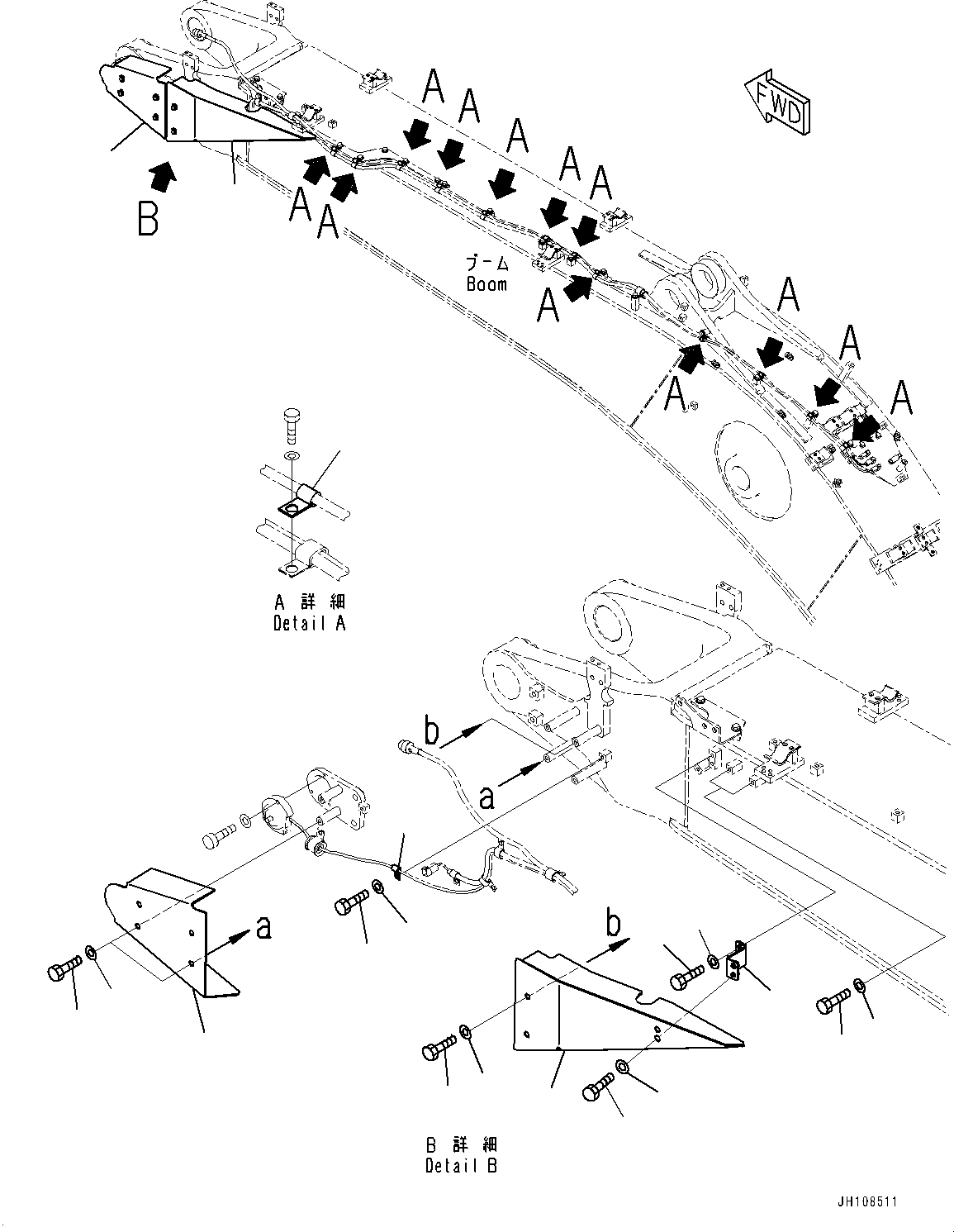 Komatsu parts book diagram for PC360LCI-11 S/N 94001-UP (For KAL): BOOM, SENSOR RELATED PARTS (2/2)(#94001-)