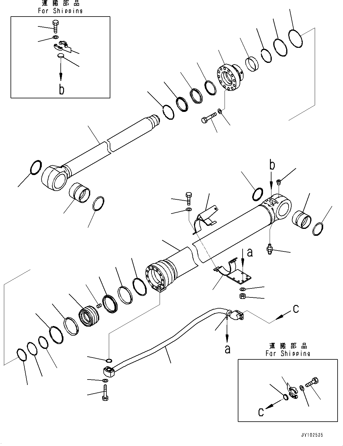 Komatsu parts book diagram for PC360LCI-11 S/N 94001-UP (For KAL): BOOM CYLINDER, INNER PARTS, BOOM CYLINDER, R.H.(#90156-)