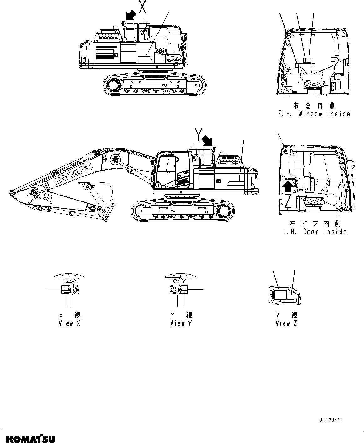 Komatsu parts book diagram for PC360LCI-11 S/N 94001-UP (For KAL): MARKS AND PLATES, ICT, (#94001-)