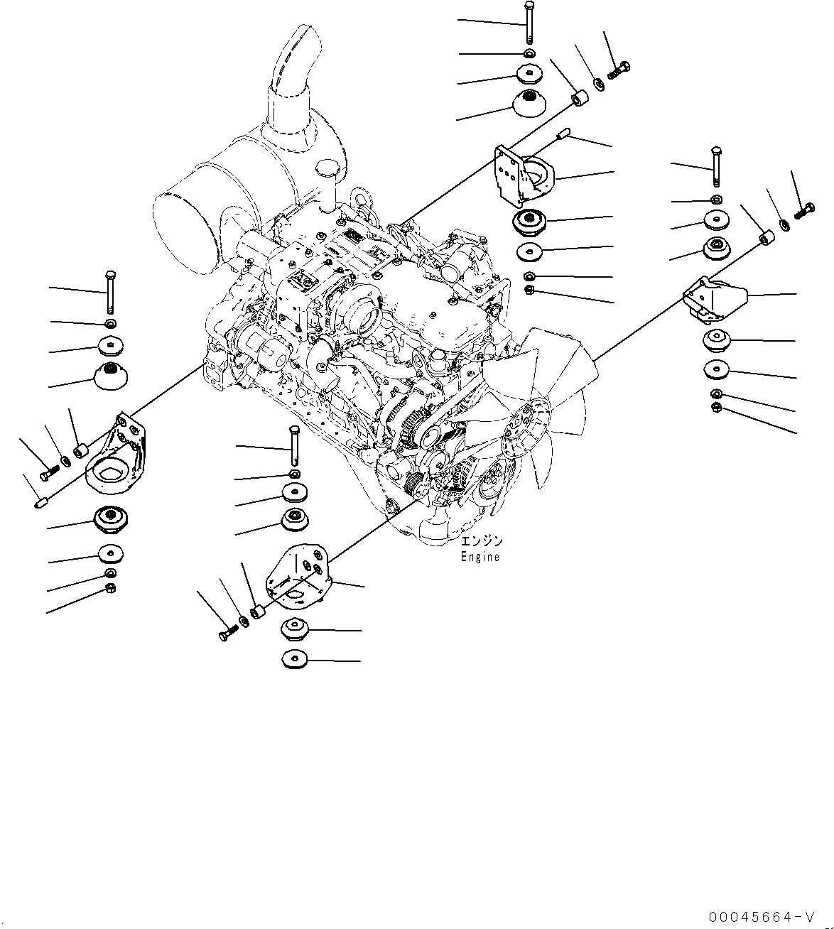 Komatsu parts book diagram for PC290LC-8 S/N 32001-UP: ENGINE MOUNTING, (#30471-)