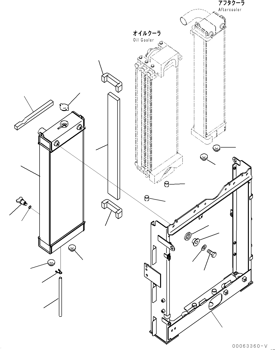 Komatsu parts book diagram for PC290LC-8 S/N 32001-UP: COOLING SYSTEM, RADIATOR(#30117-30118)